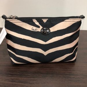COACH Tan/Black Zebra Print Cosmetic Pouch - NWT